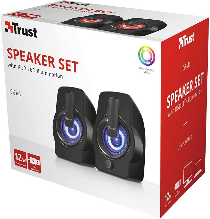 Trust Gemi Speaker Casse Audio Pc Desktop Stereo Con Led Rgb Altoparlante Usb