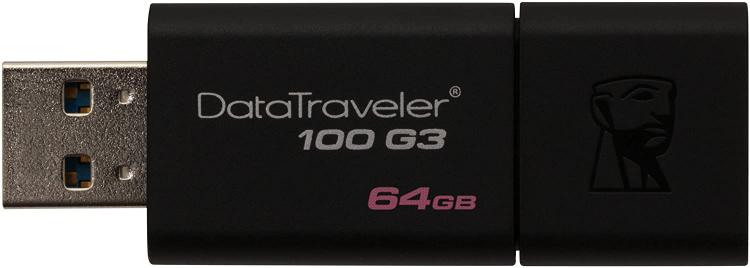 Kingston Pendrive Datatraveler 64Gb Dt100G3 64Gb Usb 3.0 Nero Chiavetta Memoria