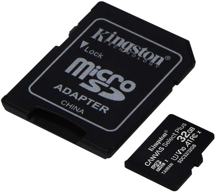 Kingston Micro Sd 32Gb + Adattatore Canvas Plus Sdcs2 32Gb Classe 10 100Mb/S