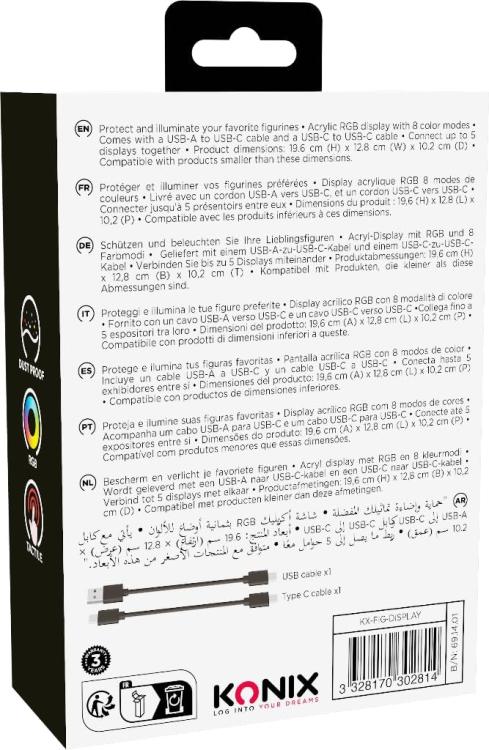 Konix Led Display Box Rgb Scatola Protezione Illuminata Per Figure 14Cm E Funko