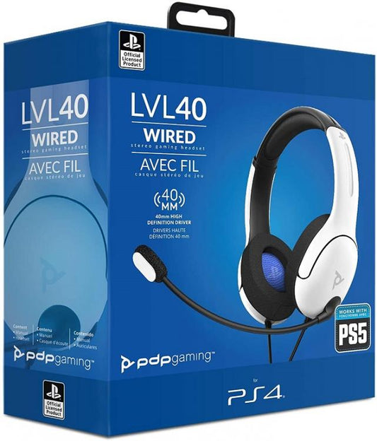 CUFFIE PDP STEREO UFFICIALE CONTROLLER PLAYSTATION LVL40 PER PS4 /PS5 BIANCO