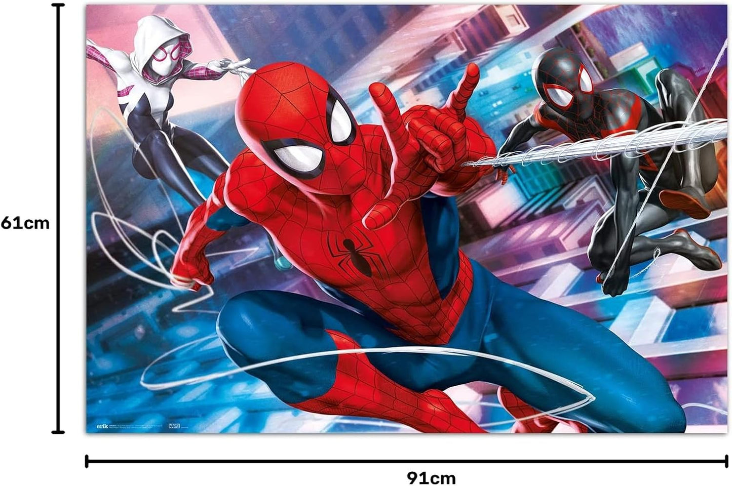 Maxi Poster Marvel ( Spider-Man Peter, Miles e Gwen) a Parete Incorniciabile 91x61 cm