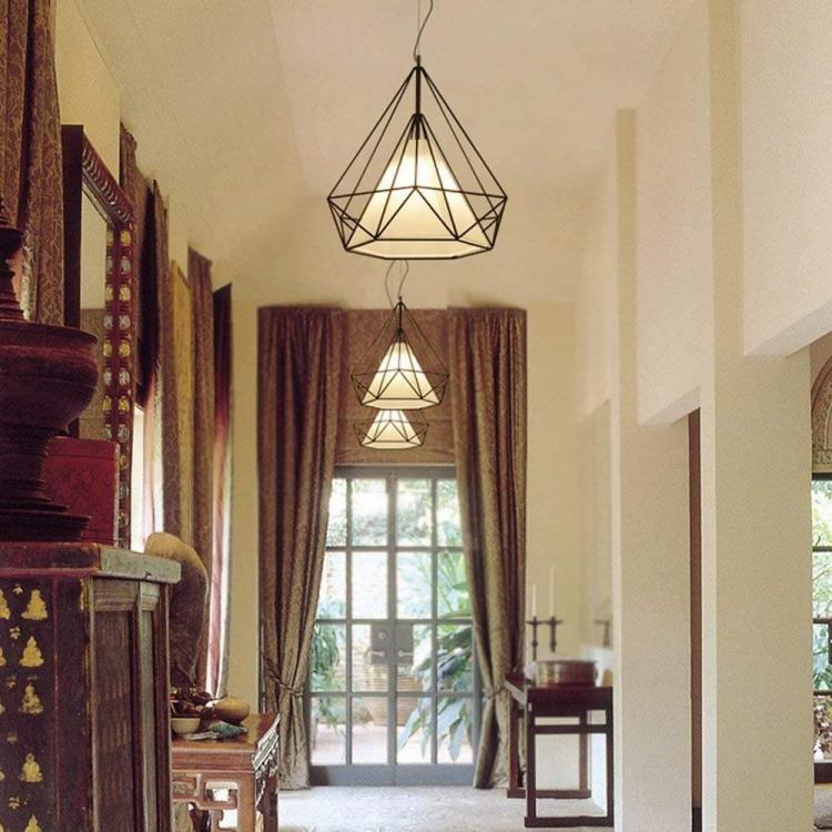 Lampadario Da Arredo Design Moderno Con Struttura Metallo Tessuto E27 Nero B20-N