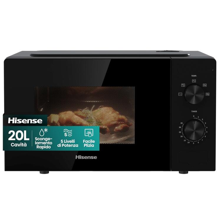 Hisense Forno Microonde Grill 20Lt 1100+700W Controllo Meccanico Nero H20Mobp1H