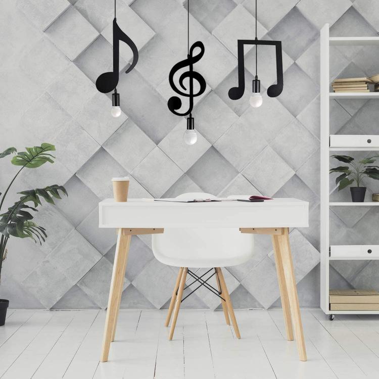 Lampadario A Sospensione Portalampada Nero Led 2 Nota Musicale Moderno E27 B01N3