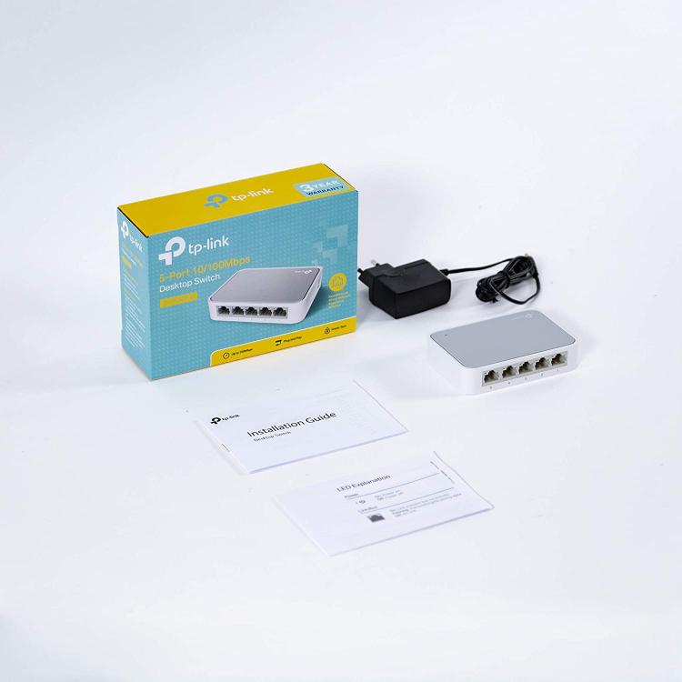 Tp-Link Hub Switch Desktop 5 Porte 10/100 Rj45 10/100 Mbps Plug&Play Tl-Sf1005D