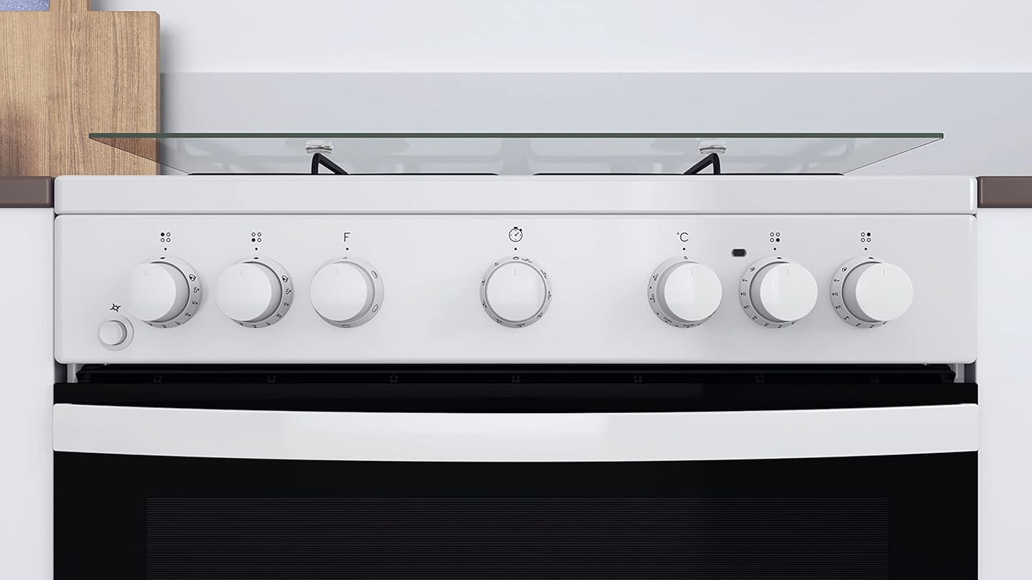 Indesit Cucina Elettrica A Gas Bruc.Forno Elettrico 75Lt 60x60 Bianco