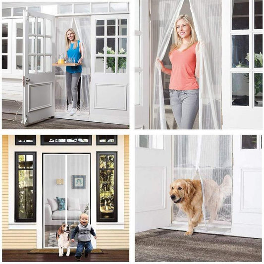 Zanzariera Magnetica 140X240 Tenda Per Porte Finestre Universale Calamita Bianca