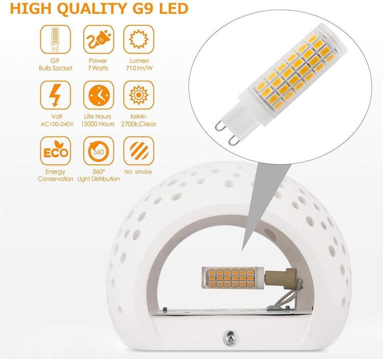 Universo Applique Gesso A Parete Doppia Emissione Traforata Lampada G9 Interno