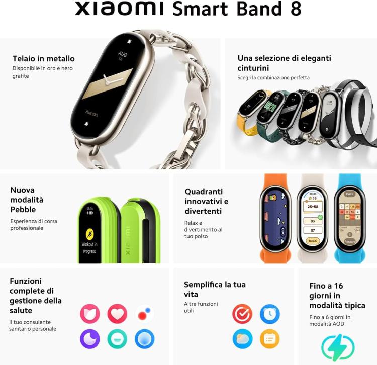Xiaomi Smart Band 8 Black Smartwatch Orologio Fitness Bluetooth Nero