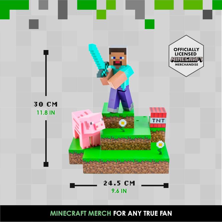 Paladone Lampada Minecraft Figura Steve Diorama Light 30Cm Luce Led Da Notte 3D
