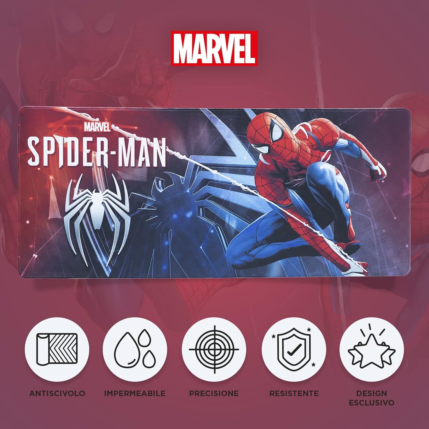 Marvel Spider-Man Desk Mat XXL Tappetino Tastiera Mouse Pad Gaming Scrivania