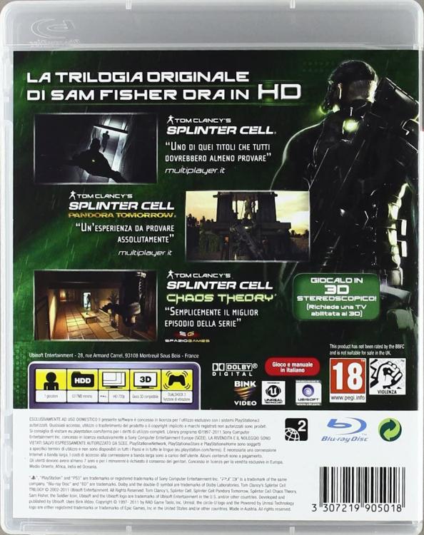 Splinter Cell Trilogy Classics Hd Ps3 Videogioco Playstation 3 Italiano Nuovo