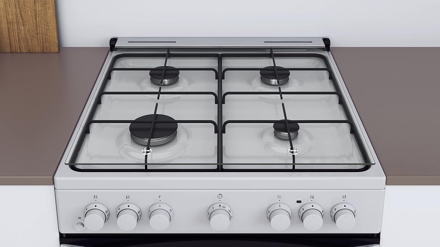 Indesit Cucina Elettrica A Gas Bruc.Forno Elettrico 75Lt 60x60 Bianco