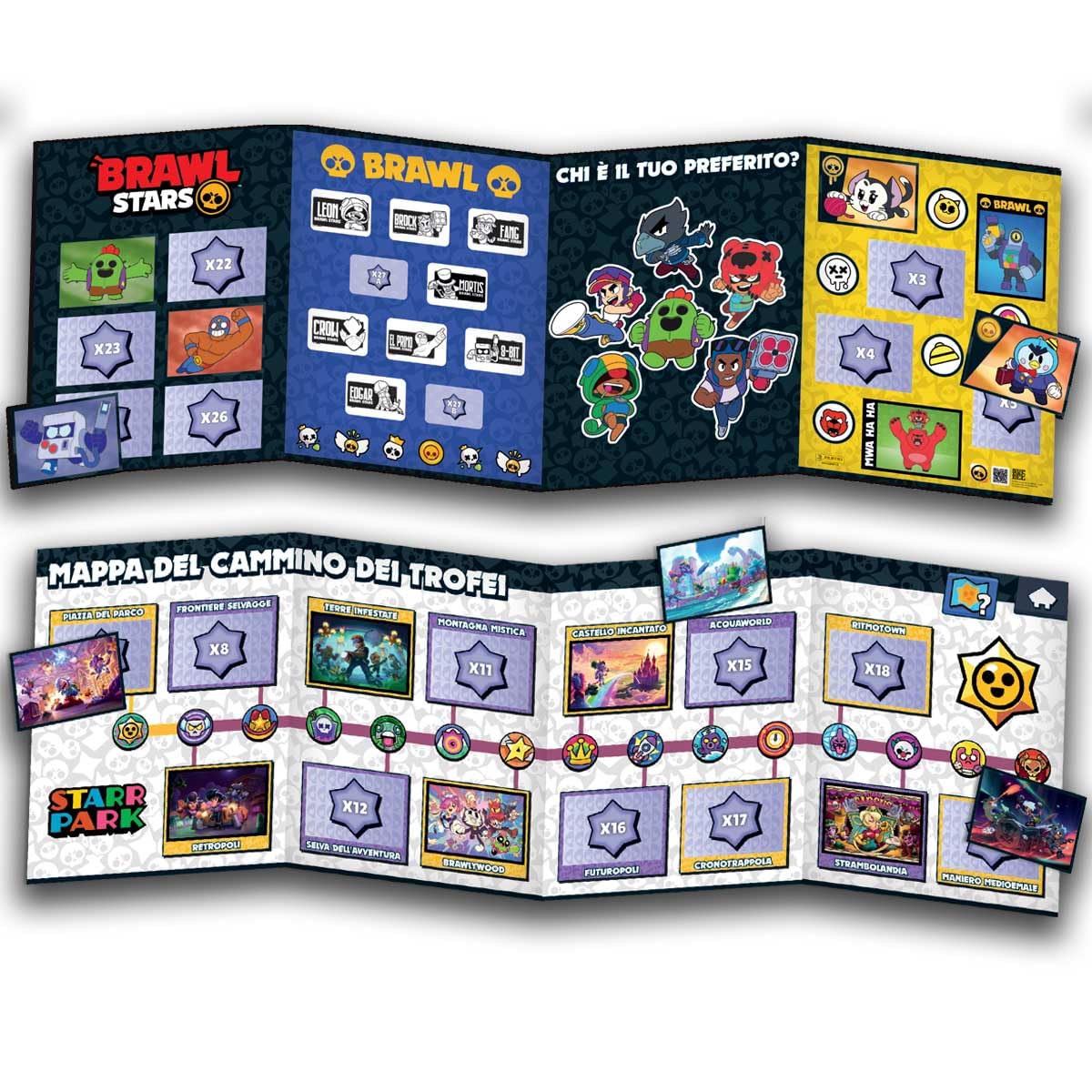 PANINI Sticker Brawl Stars Starte Pack Album + 5 Bustine Stickers Ufficiali
