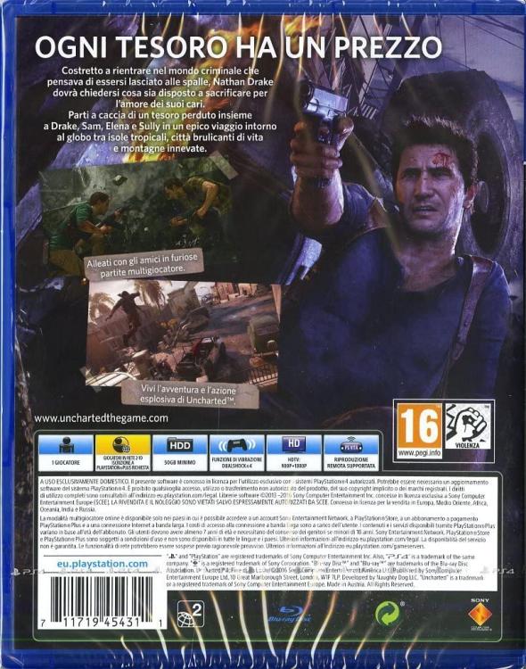 Uncharted 4 Fine Di Un Ladro Ps4 Gioco Playstation 4 Videogioco Italiano Nuovo