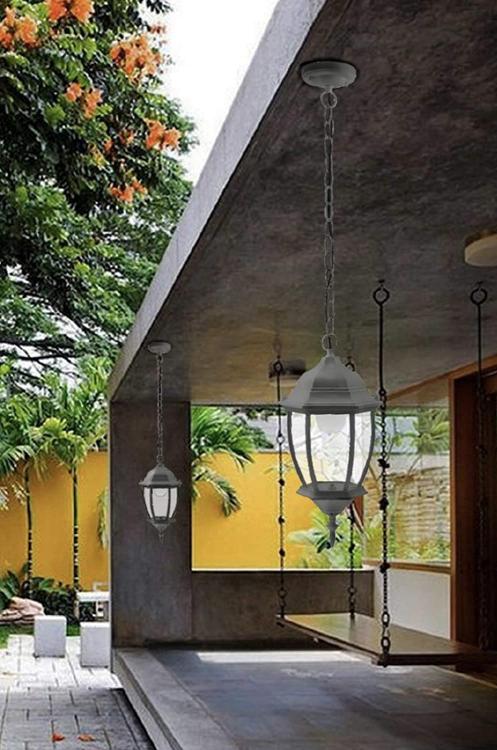 Lanterna Da Soffitto Sospensione Con Catena Lampada Giardino Attacco E27/Grigio