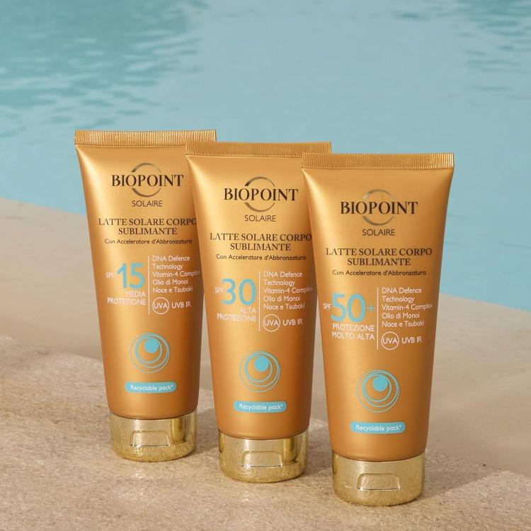 BIOPOINT - Latte Solare Corpo Sublimante Alta Protezione SPF15 Tubo da 200ml
