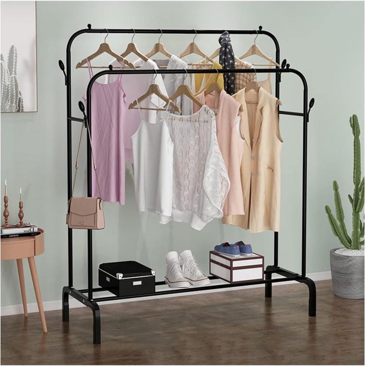 Stender Stand Doppio Appendiabiti Attaccapanni Scarpiera Guardaroba Metallo Nero