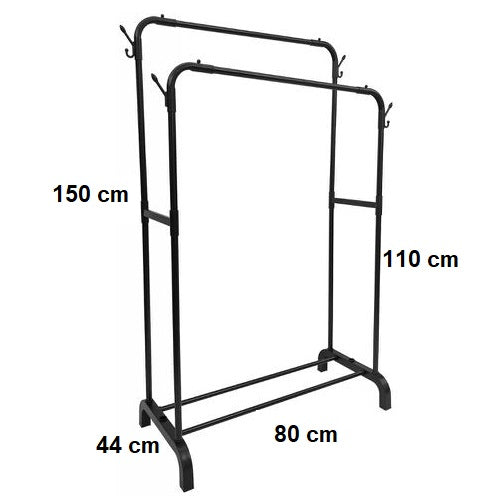 Stender Stand Doppio Appendiabiti Attaccapanni Scarpiera Guardaroba Metallo Nero