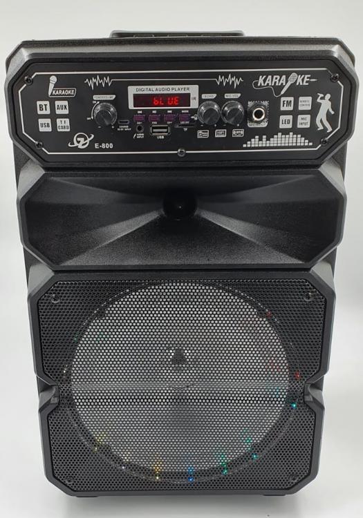 CASSA KARAOKE LED AMPLIFICATA TROLLEY BLUETOOTH USB SD CON MICROFONO TELECOMANDO