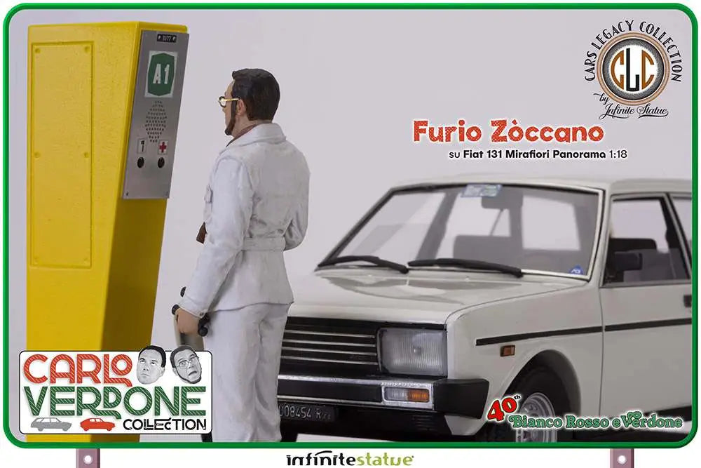 Infinite - Carlo Verdone Furio On 131 Panorama 1:18 Resin Car - Figure Bianco Rosso e Verdone Figure Zòccano