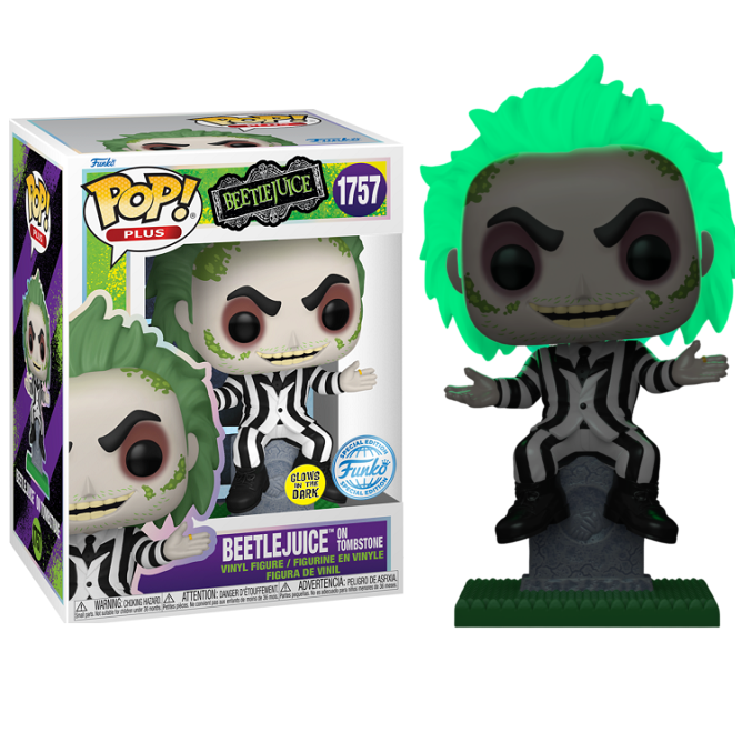 Funko Pop ! Plus - Beetlejuice (1757) Beertlejuice On Tombstone Special Glow 9Cm