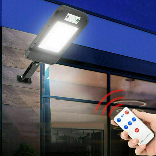 Faretto Lampione Solare 120 Led Smd Da Esterno A Parete Con Sensore Telecomando