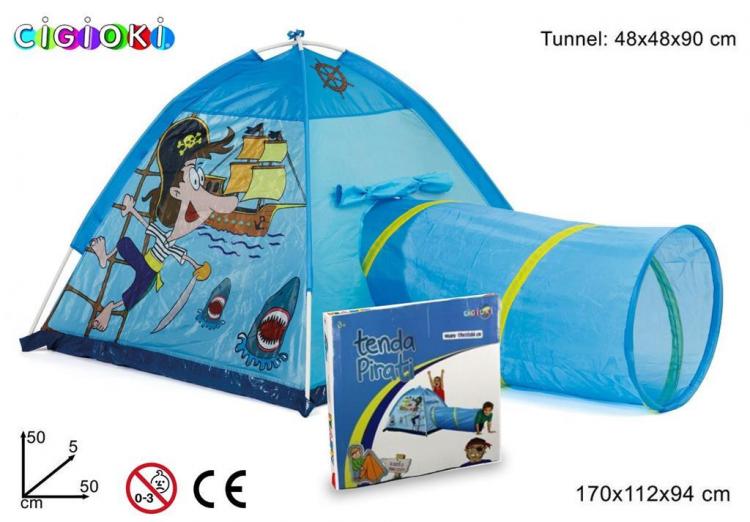 Tenda Pirati Igloo Per Bambini + Tunnel Pieghevole Tubo Giochi Casetta Giardino