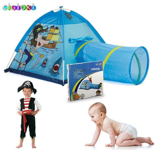 Tenda Pirati Igloo Per Bambini + Tunnel Pieghevole Tubo Giochi Casetta Giardino