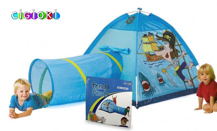 Tenda Pirati Igloo Per Bambini + Tunnel Pieghevole Tubo Giochi Casetta Giardino