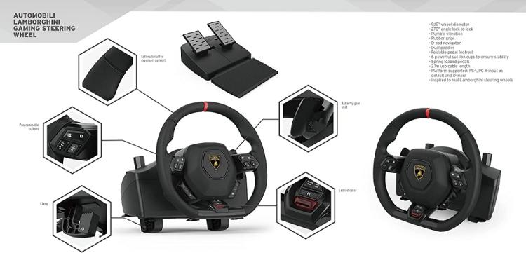 Platum Automobili Lamborghini Volante + Pedaliera Pc Ps4 Ps5 Sterzo 270° Pad
