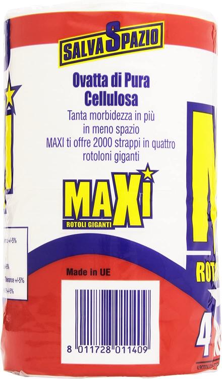 Maxi Carta Igienica Confezione Da 12Pz Ovatta Di Pura Cellulosa Doppio Velo Wc
