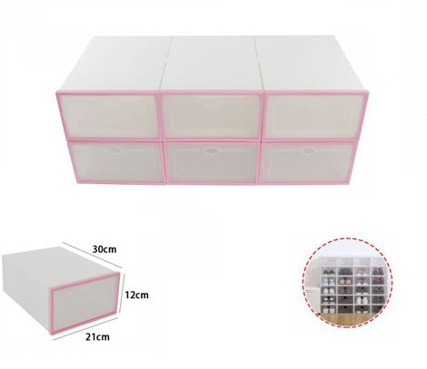 Organizer Porta Scarpe 6 Scomparti Box Contenitore Scarpiera Salvaspazio Rosa