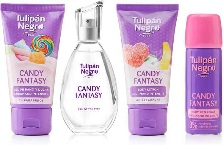 Tulipan Negro Candy Fantasy Confezione 4Pz Profumo Bagnoschiuma Deo Crema Corpo