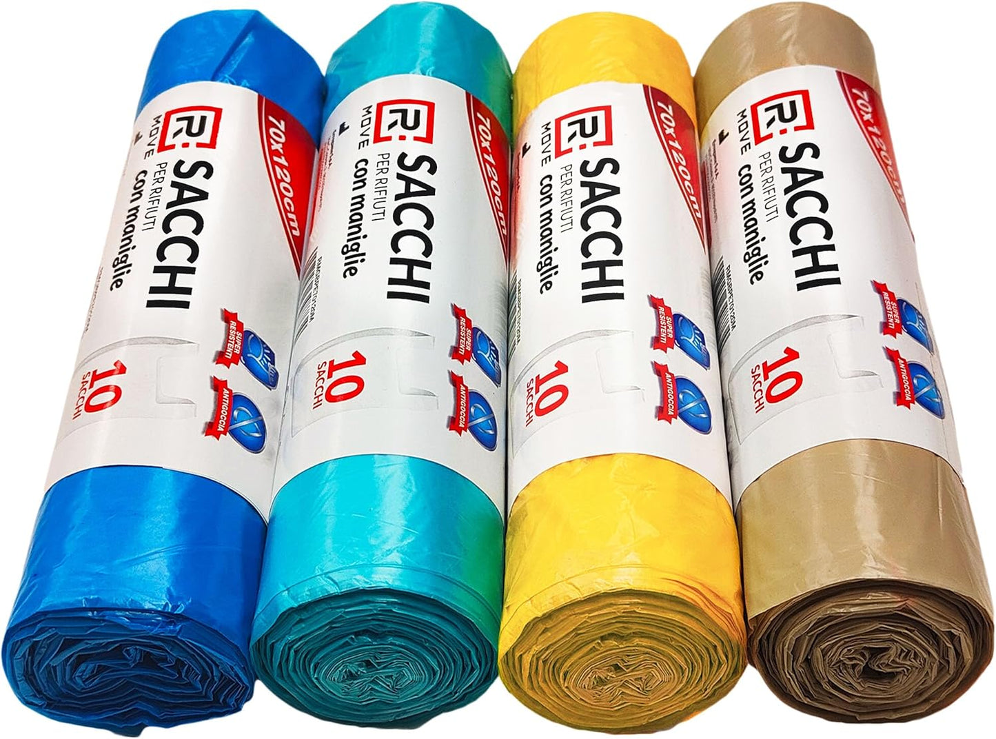 RMOVE 40 Sacchi Spazzatura 70x110 4Rotoli Sacchetti Grandi Differenziata Rifiuti