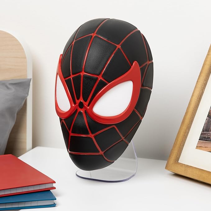 Paladone Marvel Spider-Man Miles Morales Mask Light Lampada Da Tavolo Applique A Parete