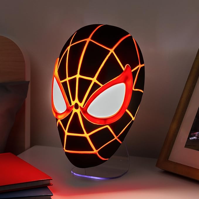 Paladone Marvel Spider-Man Miles Morales Mask Light Lampada Da Tavolo Applique A Parete