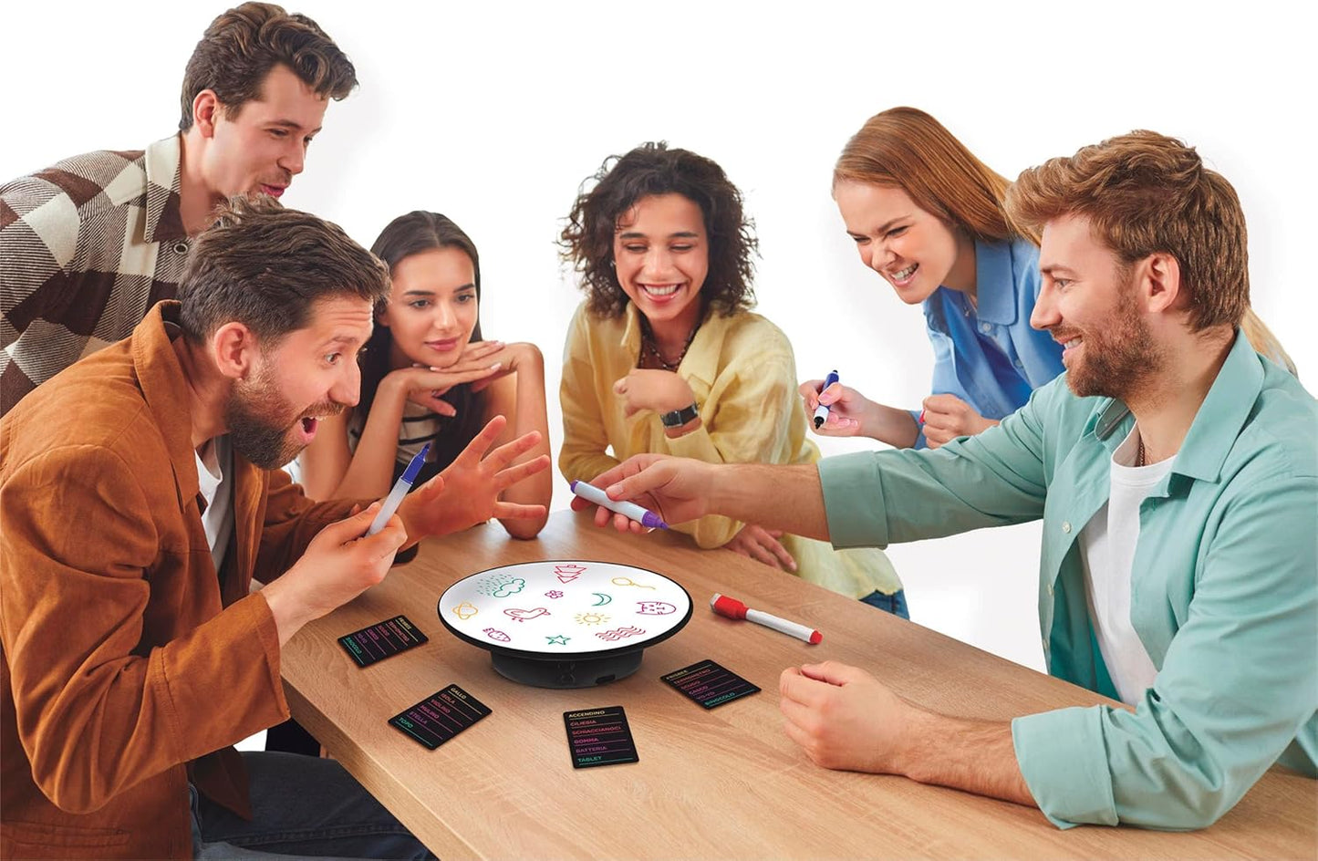 Clementoni - Gioco da Tavolo Disco Draw Party Game con Lavagna Girevole