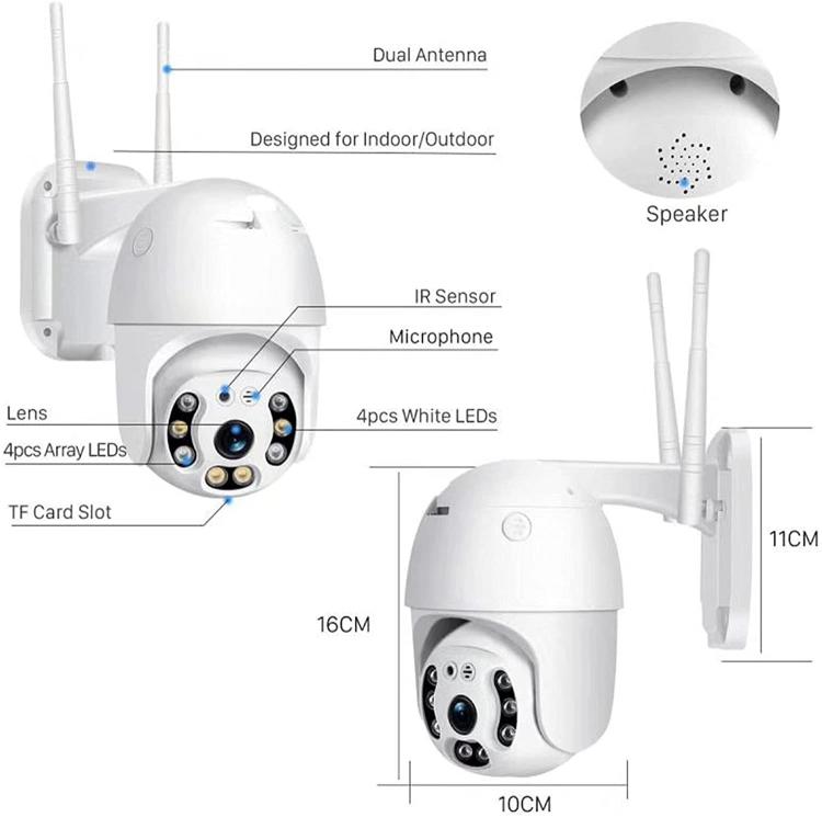 Telecamera Ip Cam Ptz Wifi Camera Sd Ip66 Wireless Da Esterno Speed Zoom 1080P