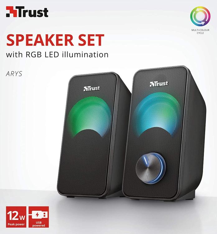 Trust Speaker Arys Rgb 2.0 Casse Pc Audio Set Altoparlanti Stereo Desktop Usb 6W