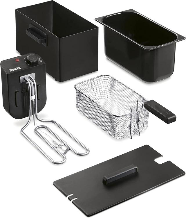 Princess Friggitrice A Olio 3Lt Acciaio Inox Nero 2000 W Contenitore Removibile