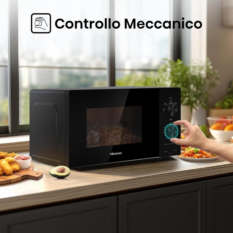 Hisense Forno Microonde Grill 20Lt 1100+700W Controllo Meccanico Nero H20Mobp1H