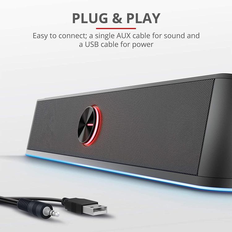 Trust Soundbar Per Pc Tv Con Led Rgb Thorne Usb/3.5Mm 12Watt Cassa Gaming |24007