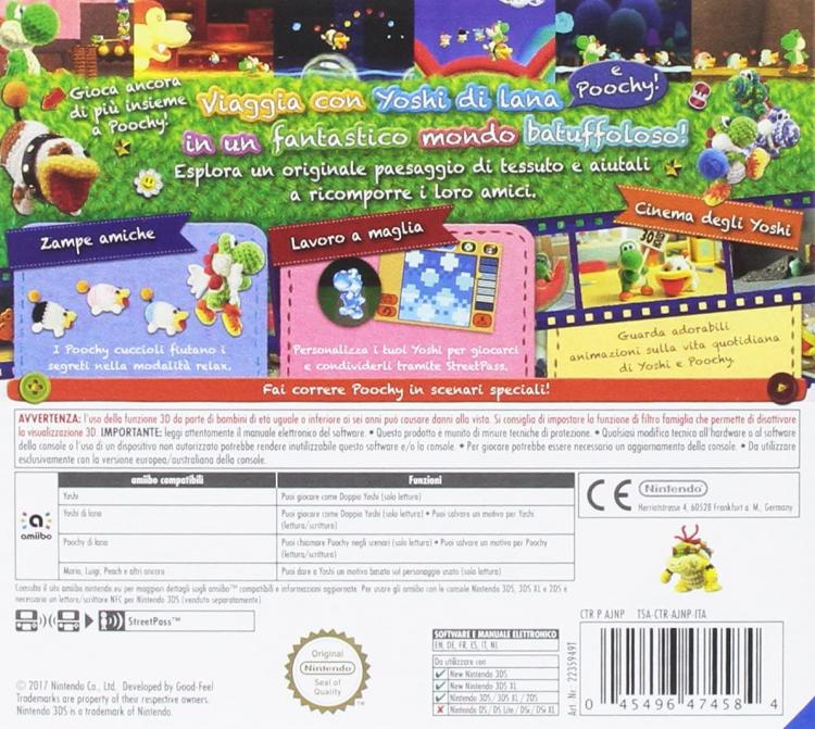 Poochy & Yoshi'S Woolly World Nintendo 3Ds 2Ds Xl Nuovo Gioco Italiano Sigillato