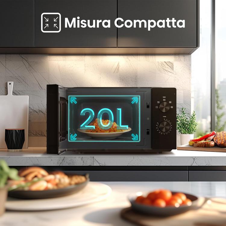 Hisense Forno Microonde Grill 20Lt 1100+700W Controllo Meccanico Nero H20Mobp1H