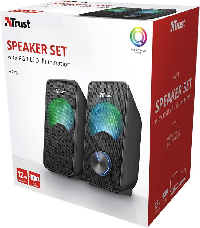 Trust Speaker Arys Rgb 2.0 Casse Pc Audio Set Altoparlanti Stereo Desktop Usb 6W