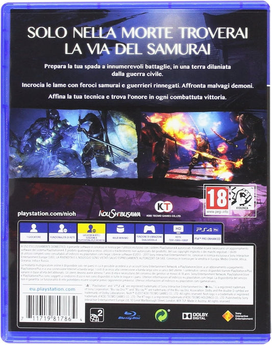 Nioh Ps4 Gioco Italiano Playstation 4 Pal Copertina ITA Raro Nuovo Sigillato