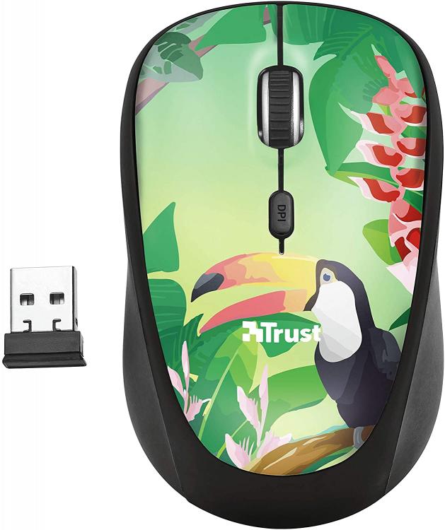 Trust Mouse Ottico Wireless Yvitoucan Verde Tropicale 1600Dpi Usb Senza Filo Dpi