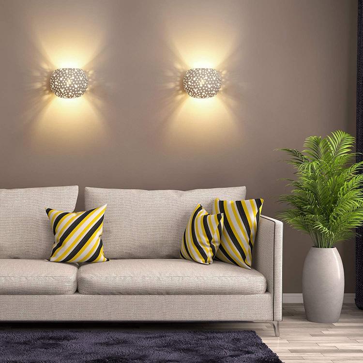 Universo Applique Gesso A Parete Doppia Emissione Traforata Lampada G9 Interno